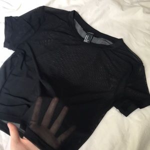 Forever 21 Black Mesh Crop Top